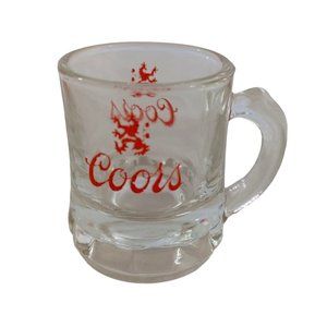 Vintage Coors Beer Mini Clear Shot Glass 1oz Bar 1970's Mug Serving 2" x 1.5"
